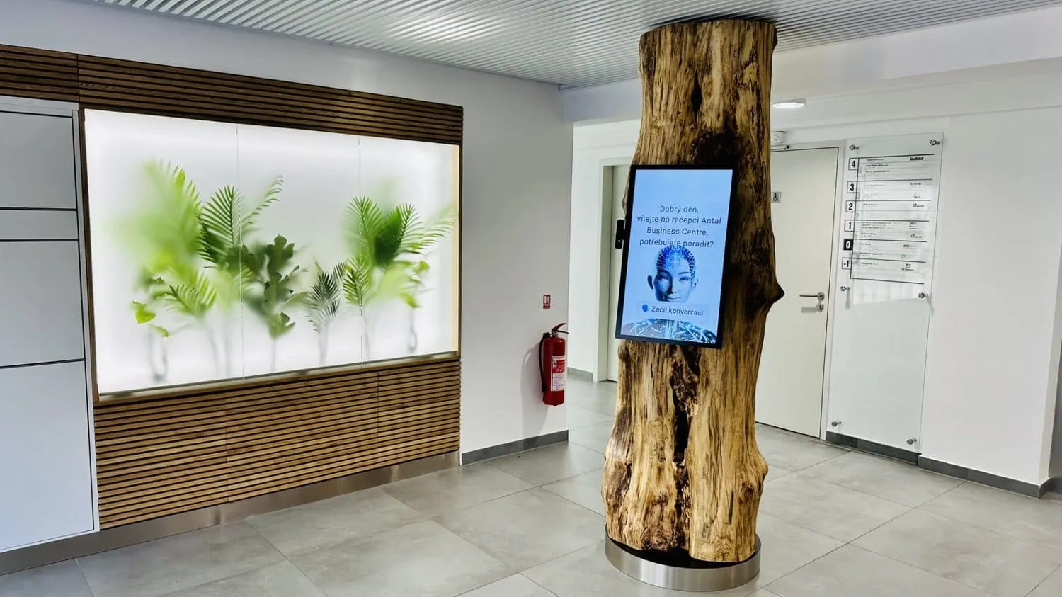 Kiosk in an office building reception